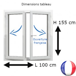 Fenêtre PVC 2 vantaux H 155 x L 100 cm OF avec poignée