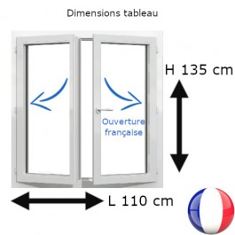 Fenêtre PVC 2 vantaux H 125 x L 110 cm OF avec poignée