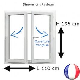 Fenêtre PVC 2 vantaux H 195 x L 110 cm OF avec poignée