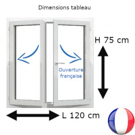 Fenêtre PVC 2 vantaux H 75 x L 120 cm OF avec poignée