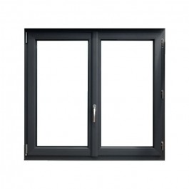 Fenêtre PVC 2 vantaux H 145 x L 140 cm OB anthracite avec poignée