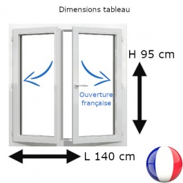 Fenêtre PVC 2 vantaux H 95 x L 140 cm OF avec poignée