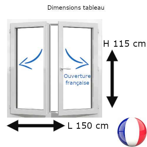 Fenêtre PVC 2 vantaux H 115 x L 150 cm OF avec poignée