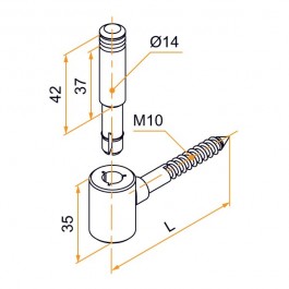 Gond de 14 mm tirefond + axe pour volet battant