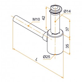 Gond de 14 mm à scellement chimique + axe pour volet battant