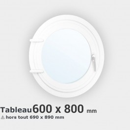 Oeil de boeuf ovale 1 ouvrant PVC tableau 600x800 mm