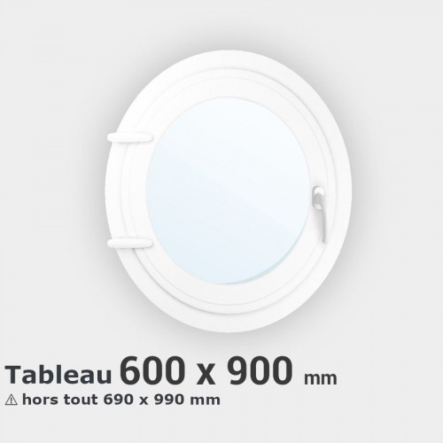 Oeil de boeuf ovale 1 ouvrant PVC tableau 600x900 mm