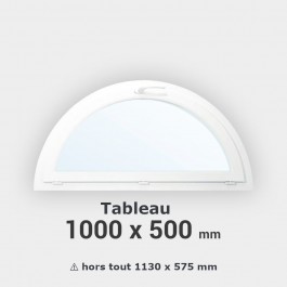 Fenêtre demi-lune à soufflet PVC tableau 1000x500 mm