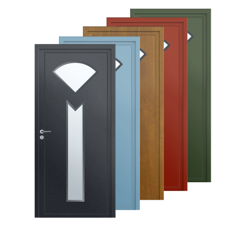 Porte d’entrée PVC couleur 686-2 vitrée