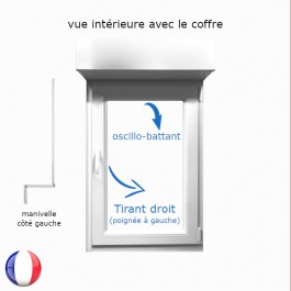 Fenêtre oscillo-battant avec volet roulant manivelle PVC H 115 x L 80 cm 1 vantail - tirant droit