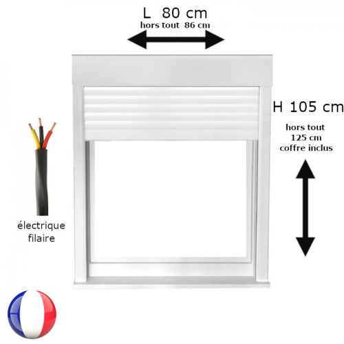 Fenêtre oscillo-battant avec volet roulant électrique PVC H 105 x L 80 cm 1 vantail