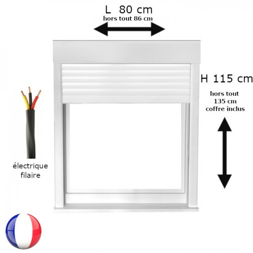 Fenêtre oscillo-battant avec volet roulant électrique PVC H 115 x L 80 cm 1 vantail