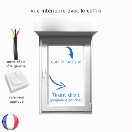 Fenêtre oscillo-battant avec volet roulant électrique PVC H 125 x L 80 cm 1 vantail - tirant droit