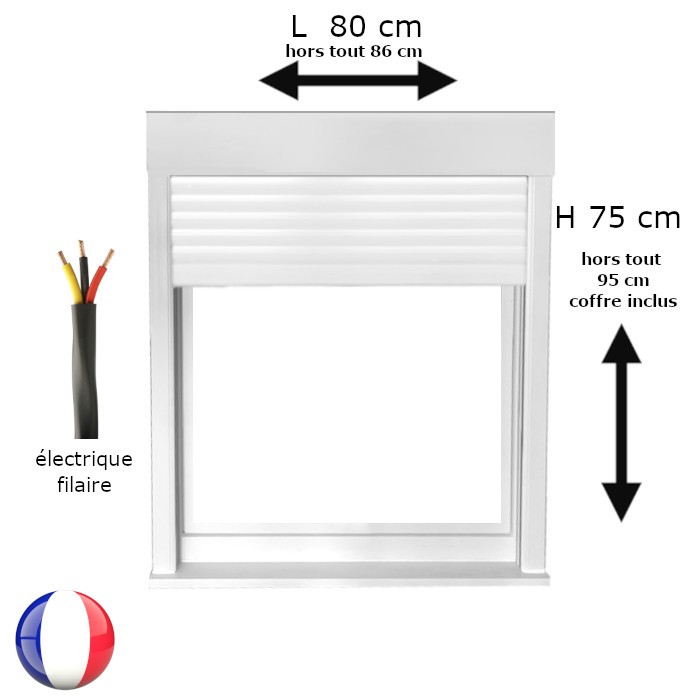 Fenêtre oscillo-battant avec volet roulant électrique PVC H 75 x L 80 cm 1 vantail