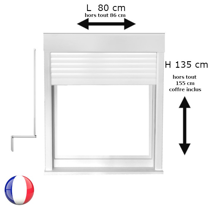 Fenêtre avec volet roulant manivelle PVC H 135 x L 80 cm 1 vantail
