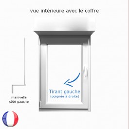 Fenêtre avec volet roulant manivelle verre granité PVC H 60 x L 50 cm 1 vantail - tirant gauche
