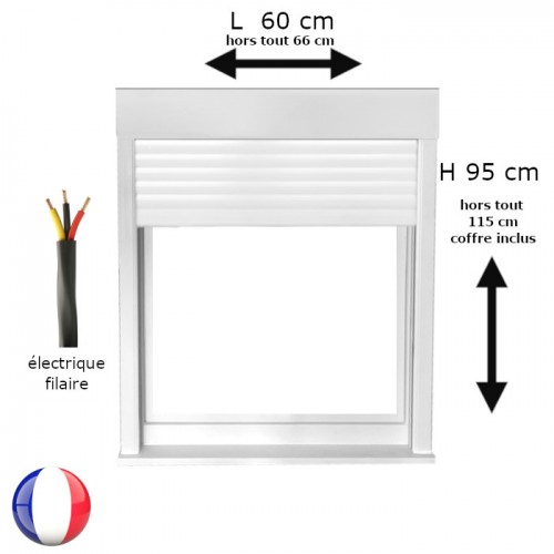 Fenêtre avec volet roulant électrique PVC H 95 x L 60 cm 1 vantail