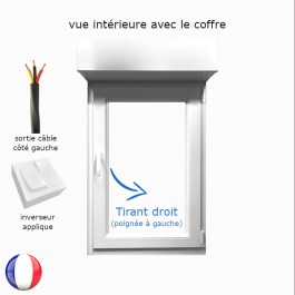 Fenêtre avec volet roulant électrique verre granité PVC H 75 x L 60 cm 1 vantail - tirant droit