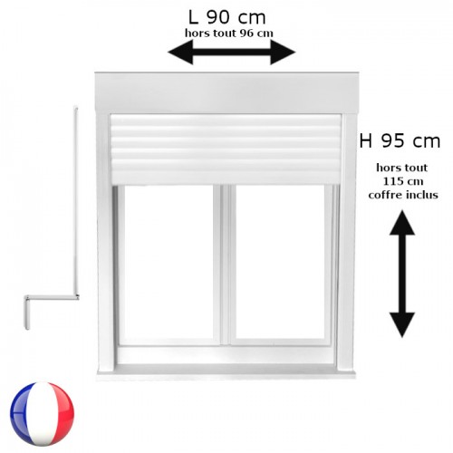 Fenêtre oscillo-battant avec volet roulant manivelle PVC H 95 x L 90 cm 2 vantaux