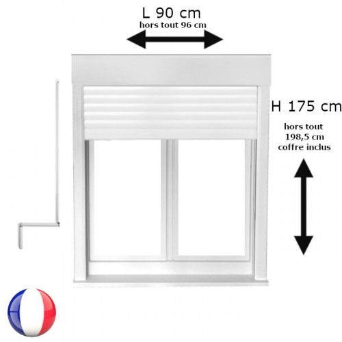 Fenêtre oscillo-battant avec volet roulant manivelle PVC H 175 x L 90 cm 2 vantaux