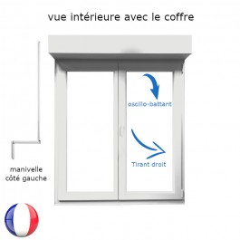 Fenêtre oscillo-battant avec volet roulant manivelle PVC H 115 x L 100 cm 2 vantaux (vue intérieure)