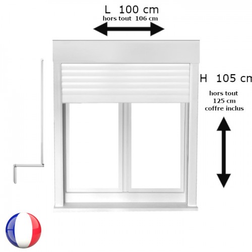 Fenêtre oscillo-battant avec volet roulant manivelle PVC H 105 x L 100 cm 2 vantaux