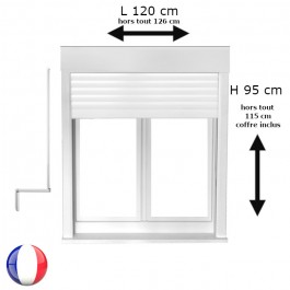 Fenêtre oscillo-battant avec volet roulant manivelle PVC H 95  x L 120 cm 2 vantaux