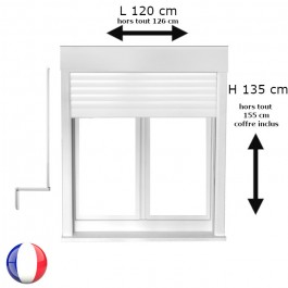 Fenêtre oscillo-battant avec volet roulant manivelle PVC H 135 x L 120 cm 2 vantaux