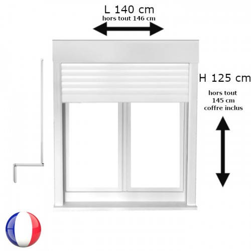 Fenêtre oscillo-battant avec volet roulant manivelle PVC H 125 x L 140 cm 2 vantaux