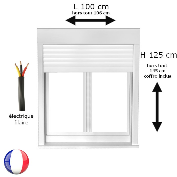 Fenêtre oscillo-battant avec volet roulant électrique PVC H 125 x L 100 cm 2 vantaux