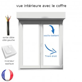 Fenêtre oscillo-battant avec volet roulant électrique PVC H 135 x L 100 cm 2 vantaux (vue intérieure)