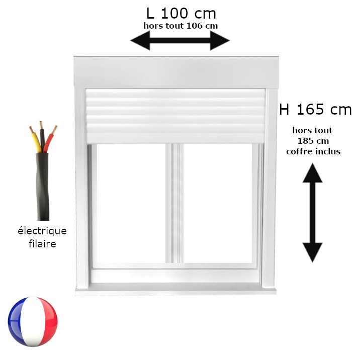 Fenêtre oscillo-battant avec volet roulant électrique PVC H 165 x L 100 cm 2 vantaux