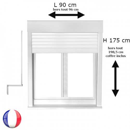 Fenêtre avec volet roulant manivelle PVC H 175 x L 90 cm 2 vantaux
