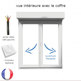 Fenêtre avec volet roulant électrique PVC H 155 x L 90 cm 2 vantaux (vue intérieure)