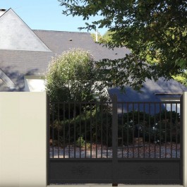 Portail battant aluminium anthracite CHAUM (en ambiance)