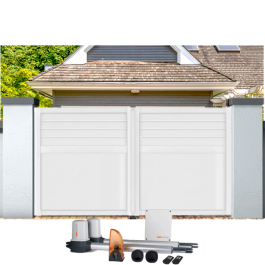 Portail battant électrique PVC blanc ARRAS (en ambiance)