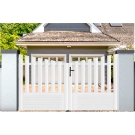 Portail battant PVC standard ALENÇON blanc CONCAVE (en situation)