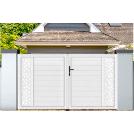 Portail battant PVC standard ARLES blanc CARRÉ (en situation)