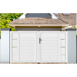 Portail battant PVC standard ARLES blanc INSERT (en situation)