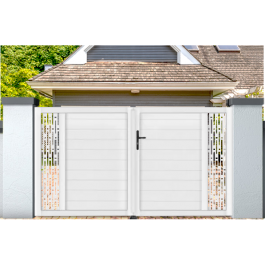 Portail battant PVC standard ARLES blanc RECTANGLE (en situation)