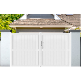 Portail battant électrique PVC blanc GUÉRANDE H160 (en situation)