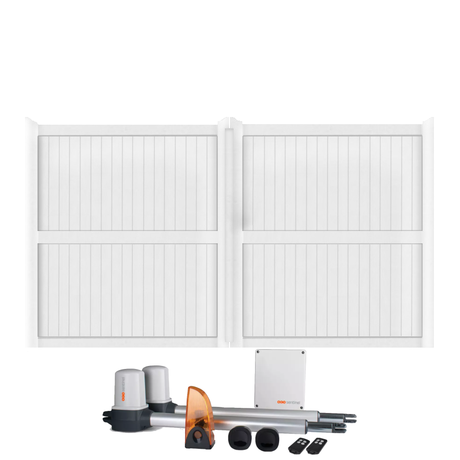 Portail battant électrique PVC blanc GUÉRANDE H.1600 mm