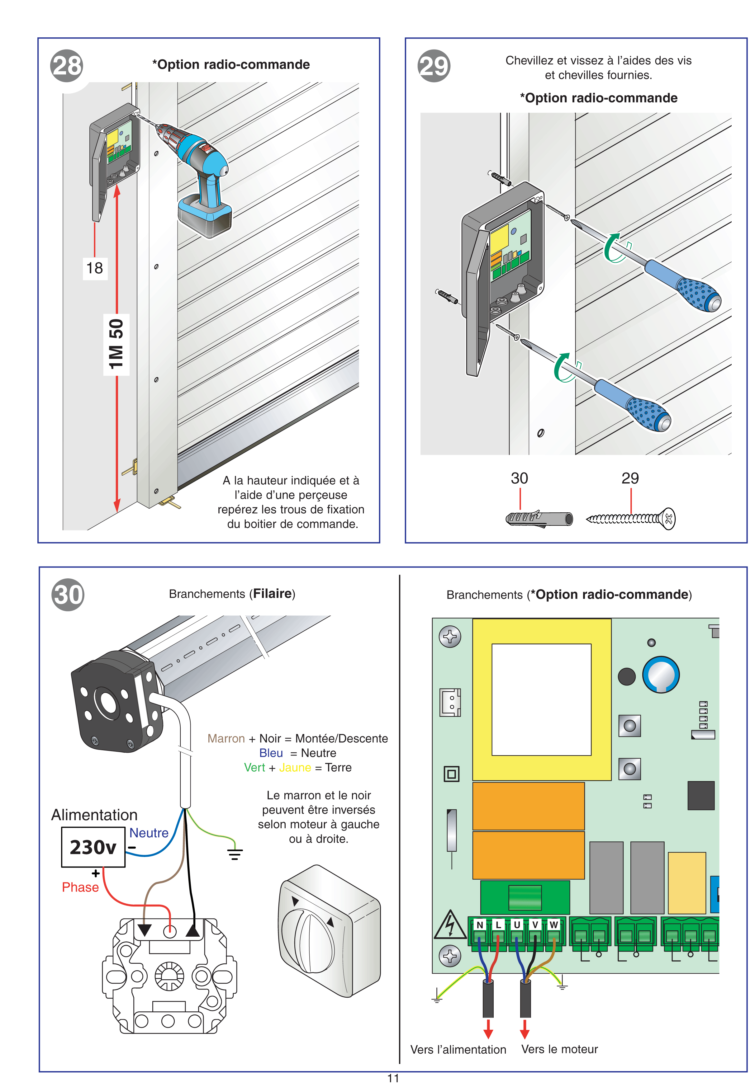 Notice d'aide à la pose de porte de garage motorisée enroulable avec coffre