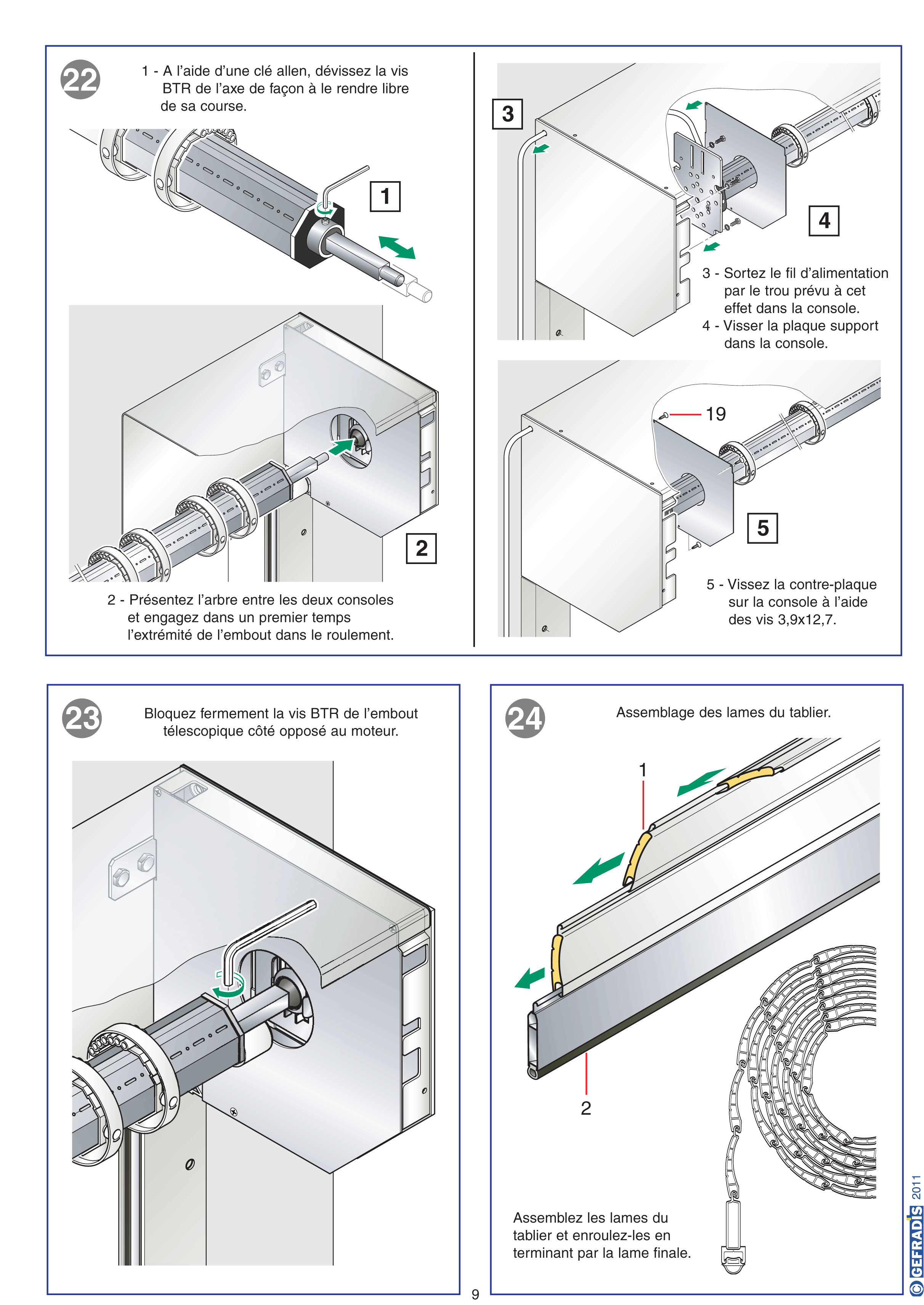 Notice d'aide à la pose de porte de garage motorisée enroulable avec coffre 