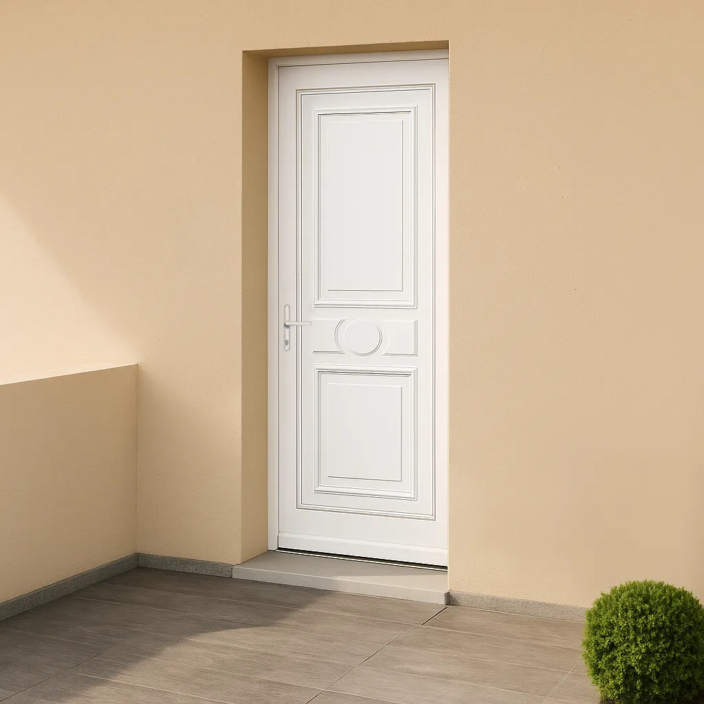 Porte d’entrée en PVC pleine blanche Provencia
