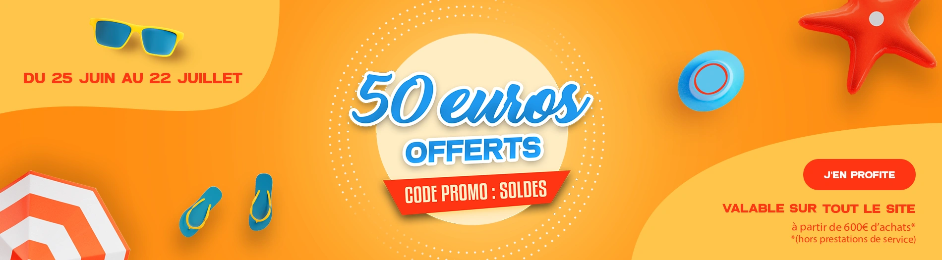 50€ offerts dès 600€ d'achats Soldes, 50 euros offerts