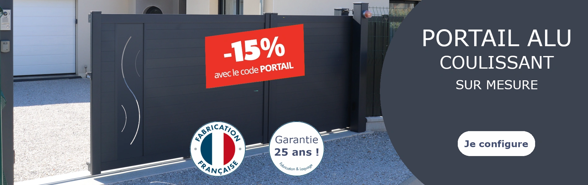 Promotion, -15% sur les portails coulissants Alu -15% sur les portails coulissants